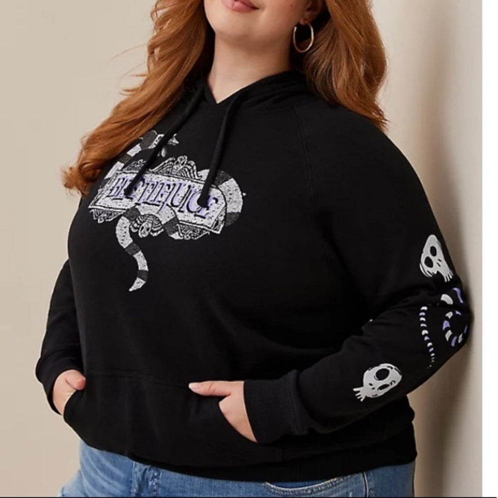 TORRID NWT BEETLEJUICE COZY FLEECE HOODIE HALLOWEEN - Picture 5 of 7